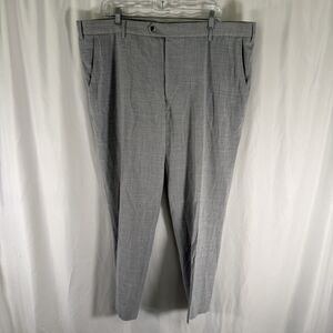 Meyer Wool Blend Dress Pants Men's 43x28 Grey Flat Front Slash Pockets